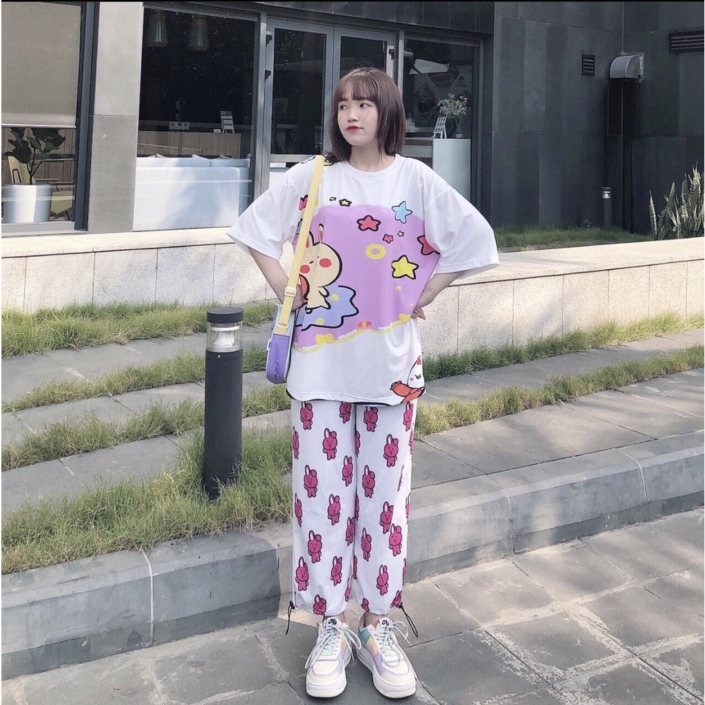 Quần thun ống rộng nam nữ hoạ tiết hoạt hình quần dài jogger cartoon pants unisex SIB045