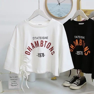 Áo Thun Croptop Phối Dây Rút Thời Trang Nữ Trẻ Trung Năng Động