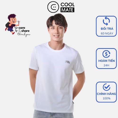 Áo thun nam IN Care & Share Typography Cotton Compact Coolmate màu trắng (mẫu mới ngực trái)