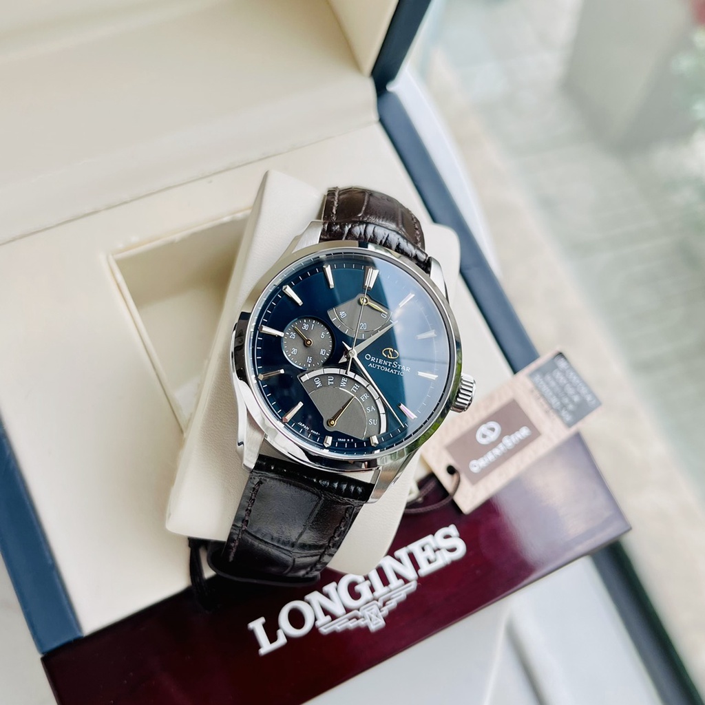 Đồng hồ Nam Orient Star Retrograde Green Leather Dây da