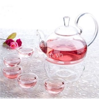 Bộ ấm chén thuỷ tinh 600ml