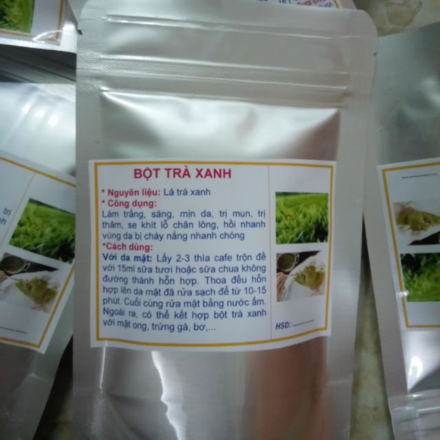 100g bột trà xanh đắp mặt nguyên chất - mỹ phẩm Handmade