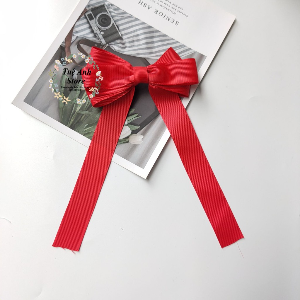 B420 - Cặp tóc nơ màu đỏ xinh xắn