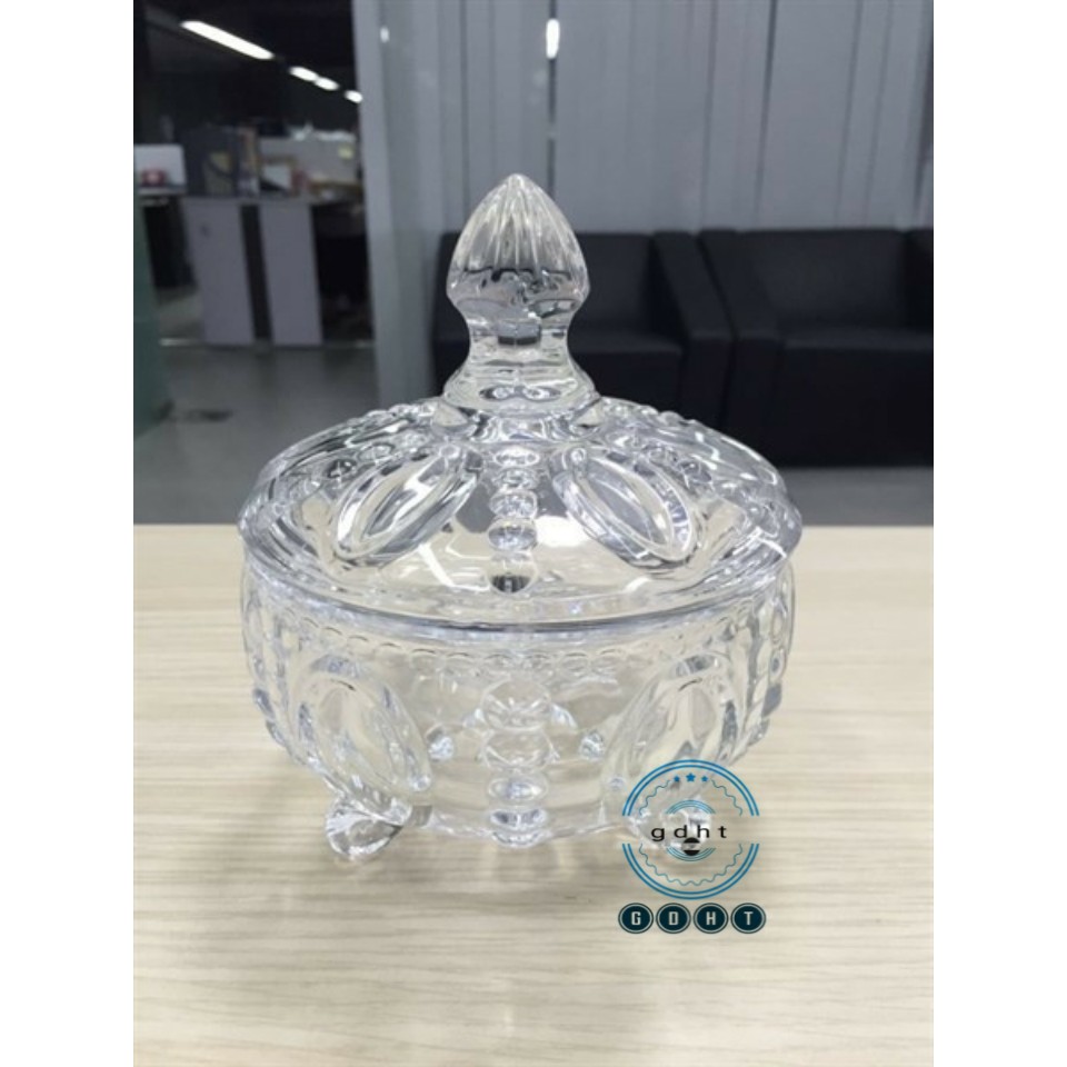 Âu mứt thủy tinh hoa văn chấm bi trắng