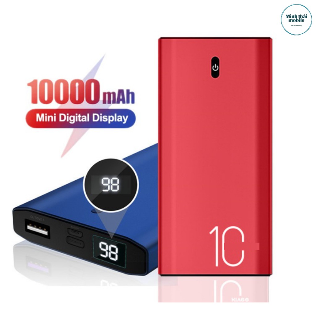 Pin Sạc Dự Phòng Dung Lượng 10000mAh, Đèn Led Hiển thị Pin, 2 Cổng Sạc, Bảo Hành 6 Tháng, Chính Hãng KIVEE