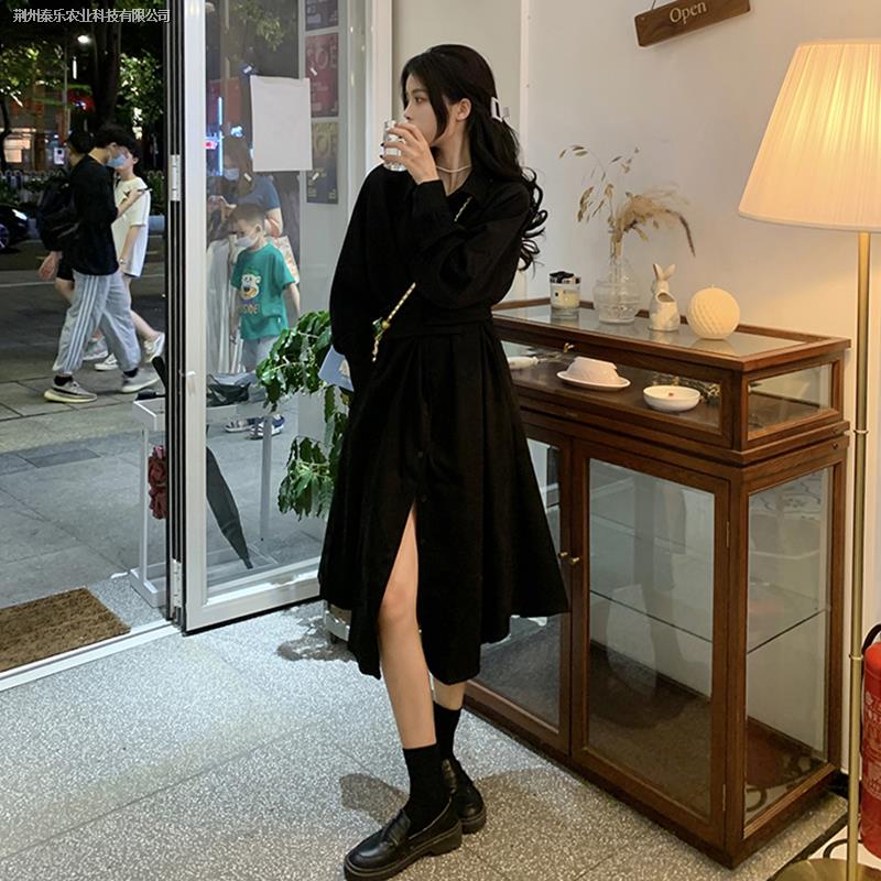 Đầm tay dài cổ polo phong cách Retro kiểu Pháp thời trang mùa thu năm 2021