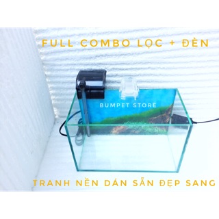 Bể cá mini 30*15*18cm kèm lọc thác và đèn led( có tranh nền)