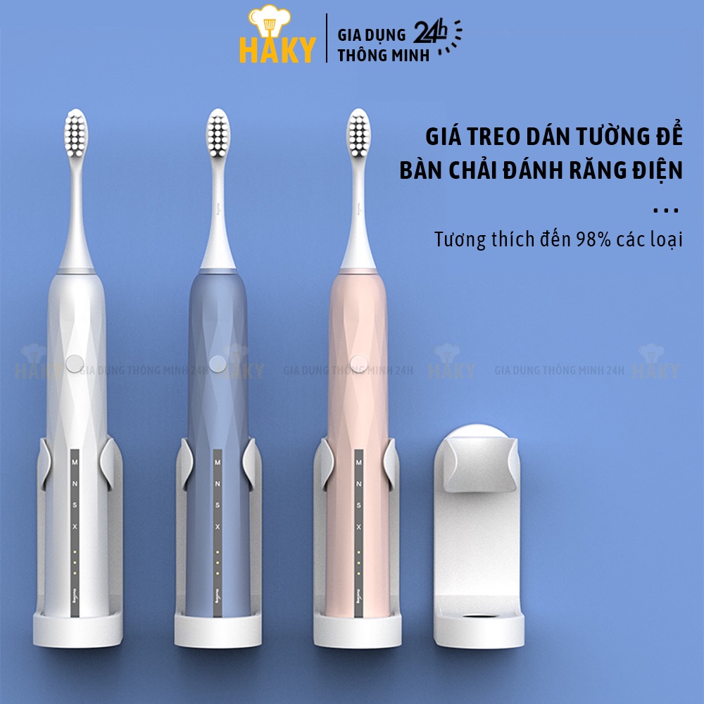 Giá đỡ bàn chải đánh răng điện gắn tường HAKY023, thiết kế độc đáo tiện lợi, phù hợp với 98% các loại bàn chải