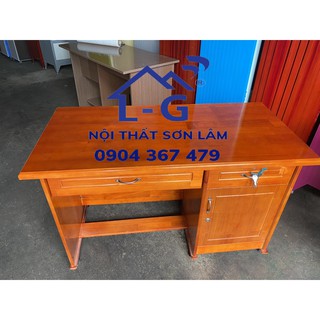 Bàn văn phòng - bàn làm việc gỗ thông tự nhiên 1m màu nâu cánh dán