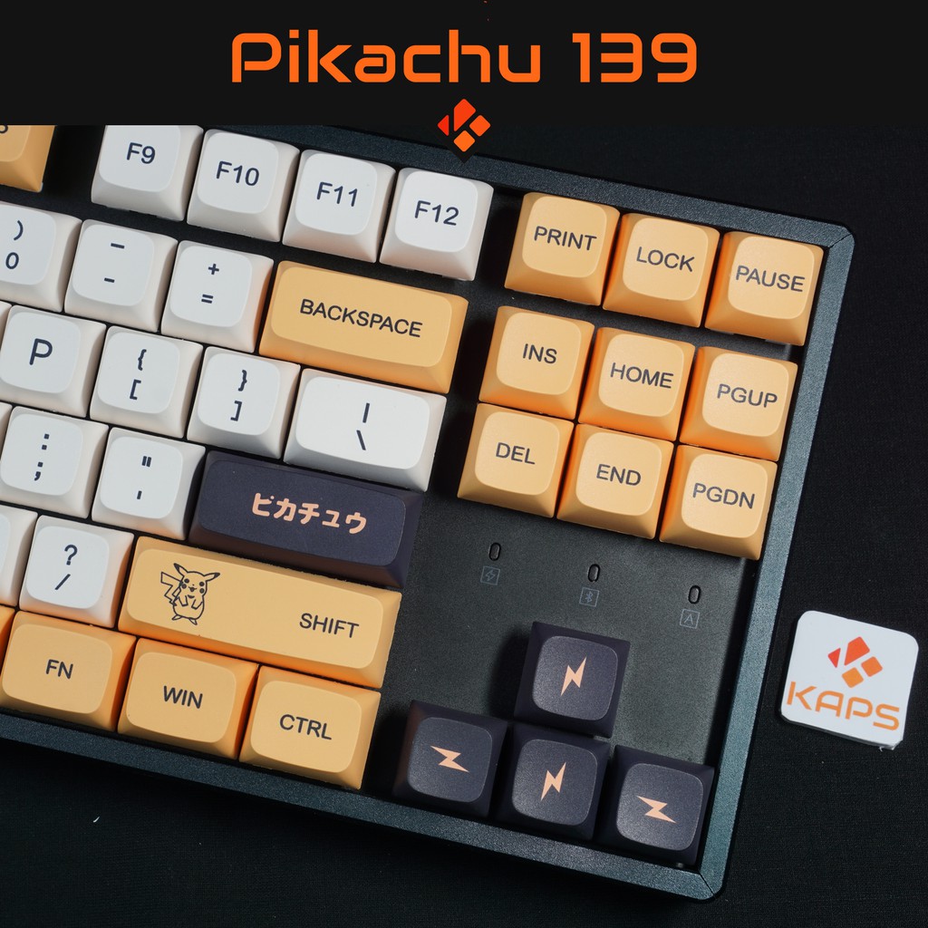 Keycap  PIKACHU Anh, Anh-Nhật - profile XDA - keycap PBT - Dyesub - 139 nút cho bàn phím cơ Filco, Leopold, IKBC, Edra