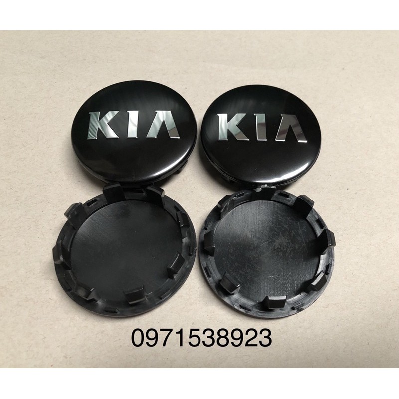 4 chiếc logo chụp mâm bánh xe ôto KIA Kích thước 58MM: Màu Đen