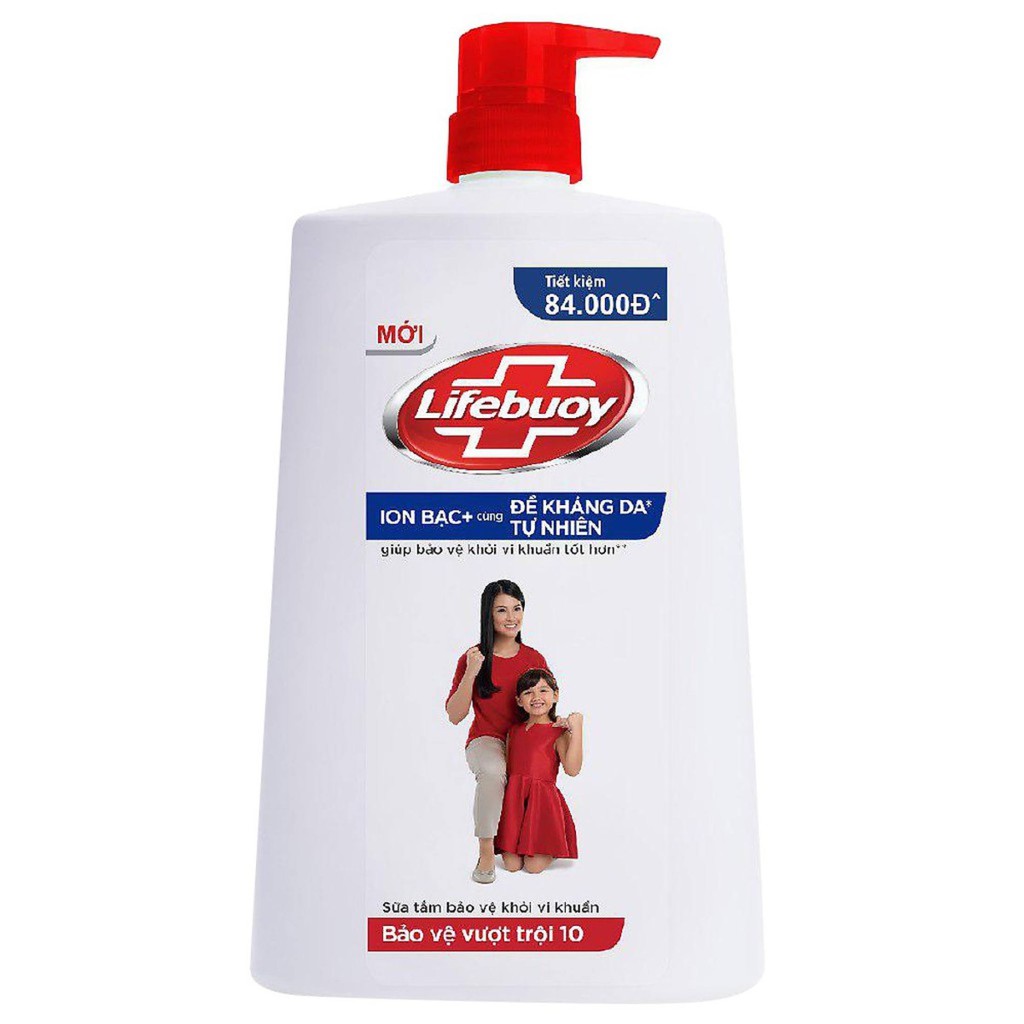 Sữa tắm sạch khuẩn Lifebuoy Bảo Vệ Vượt Trội 10  (Đỏ)- Chai 1,1KG