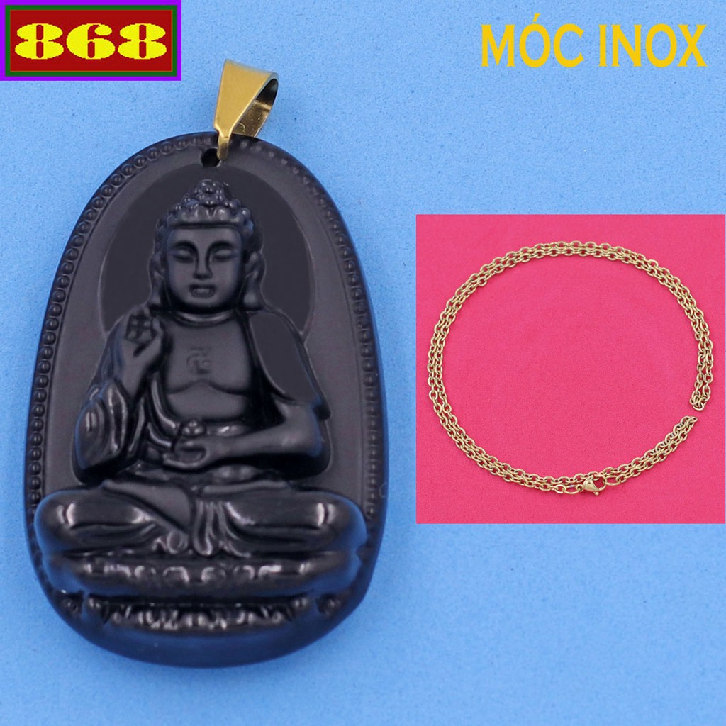 Vòng cổ Phật A Di Đà màu đen 4.3 cm - Hộ mệnh tuổi Tuất, Hợi