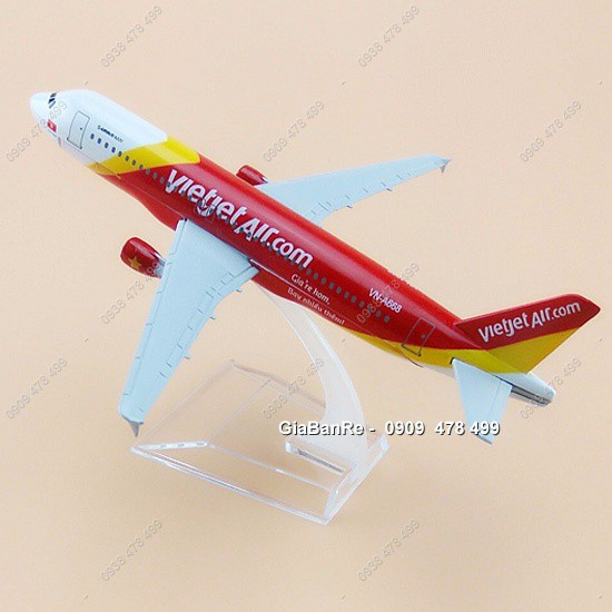 Mô Hình Kim Loại Máy Bay 16cm Kèm Đế Mica - Vietjet - 8903