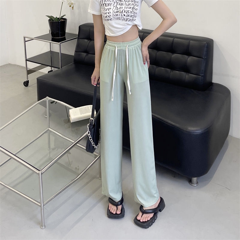 Quần Dài Nữ Ống Rộng Lưng Cao Thời Trang Hàn Quốc Mới