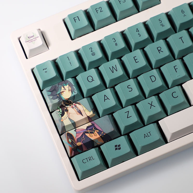 Genshin Impact Keycap Cherry Profile Xiao Theme Keycap Anime Online Game PBT Thuốc nhuộm thăng hoa Bàn phím cơ Keycap 108 Phím