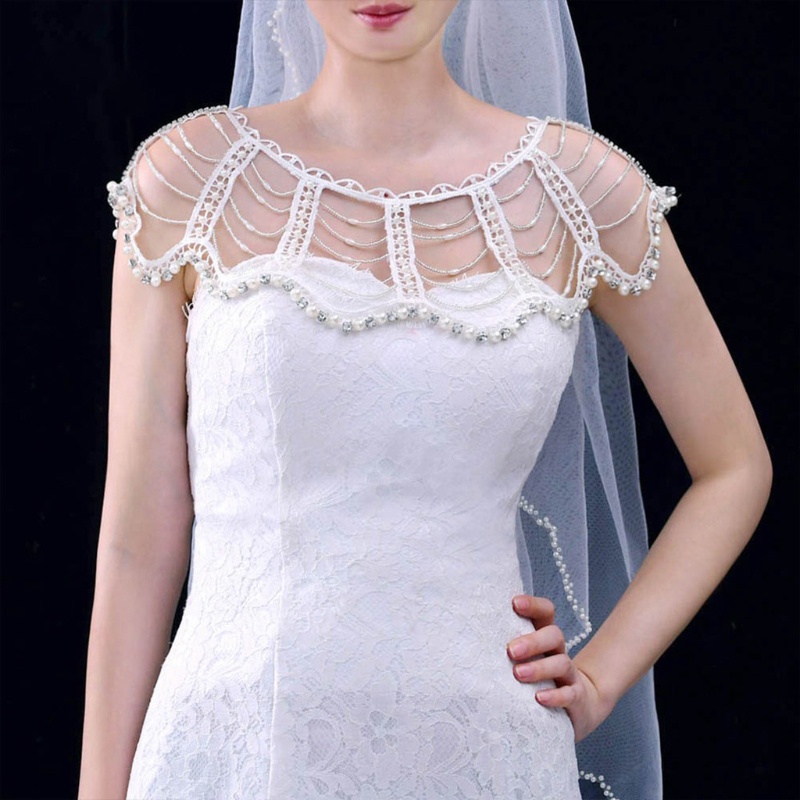 Vòng cổ Đính Hạt Ngọc Trai Nhân Tạo Cho Cô Dâu