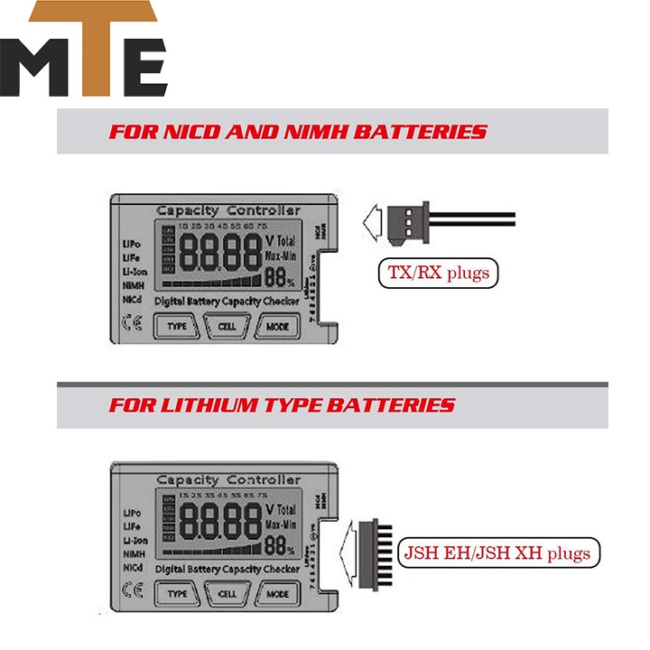 Bộ kiểm tra dung lượng pin LiPo / LiFe / Li-Ion / NiMH / NiCd kỹ thuật số CellMeter 7