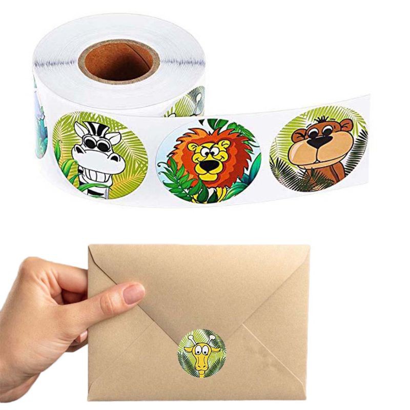 COLO  500pcs/roll Cute Animal Zoo Reward Stickers Labels Scrapbooking Kids Notebook