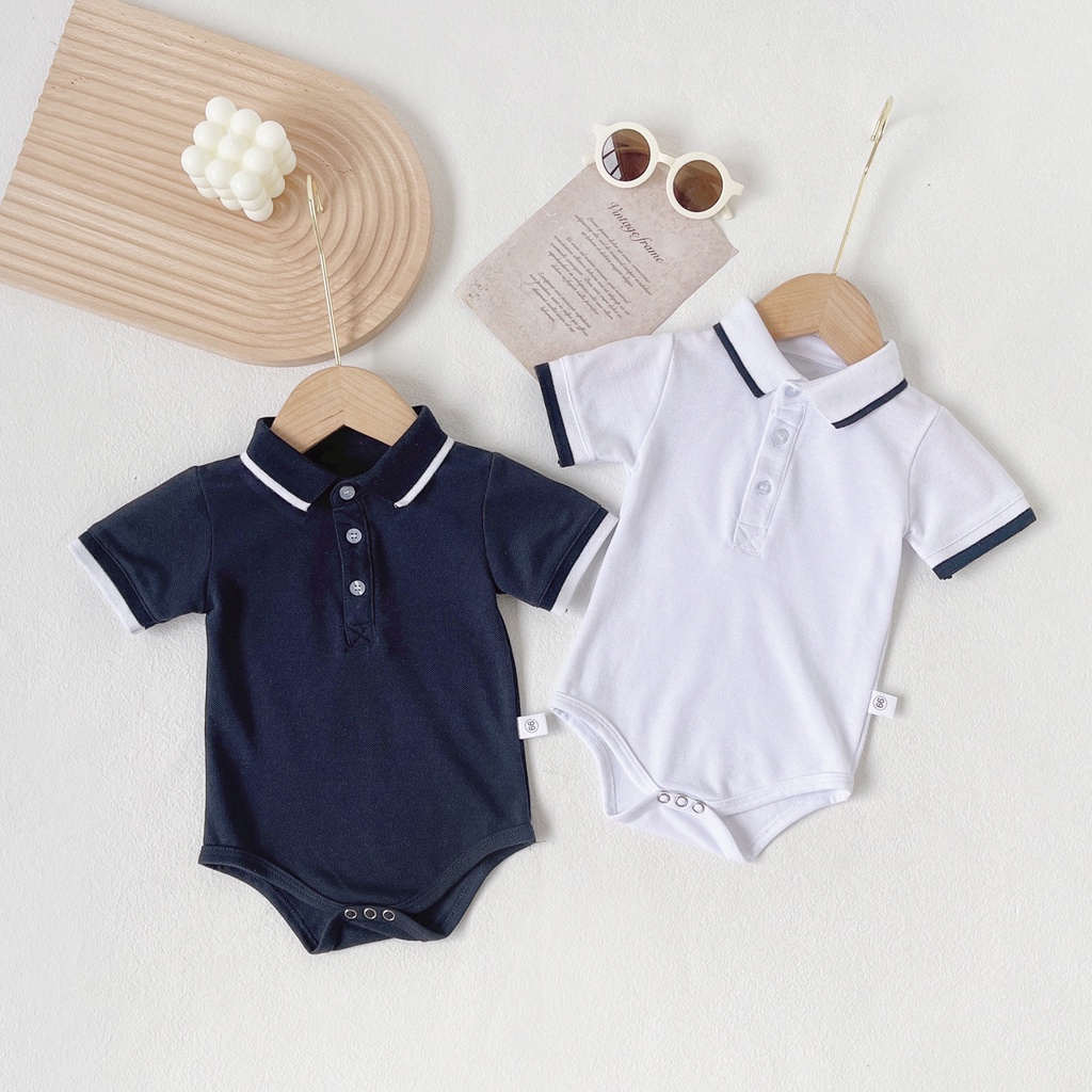 Bộ Áo Liền Quần polo Tay Ngắn Phong Cách Quý Ông Thời Trang Mùa Hè Cho Bé Trai