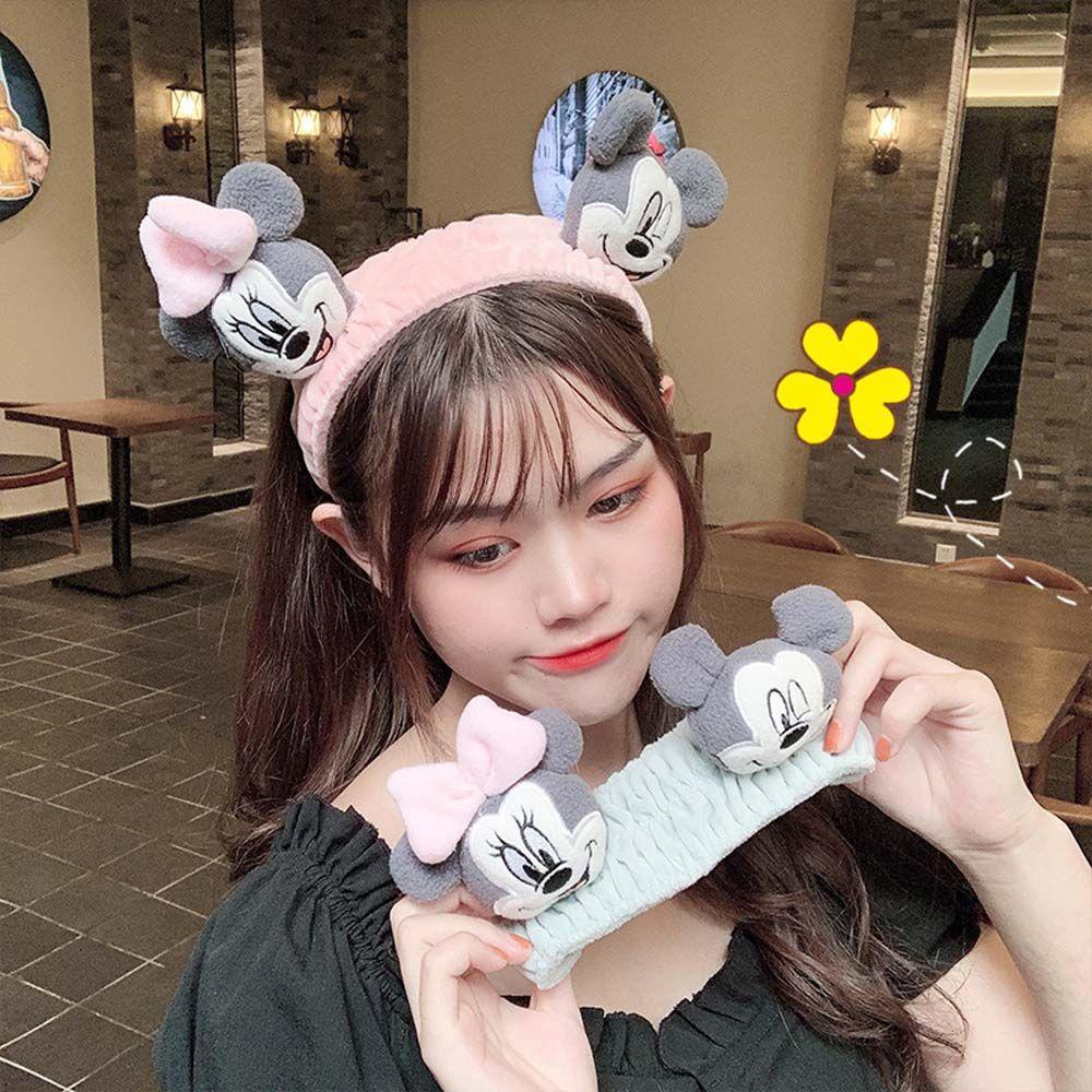 Băng đô cài tóc rửa mặt Hình Chuột Mickey Minnie Bằng Vải Bông Co Giãn Dễ Thương Dành Cho Bạn Gái VANES1