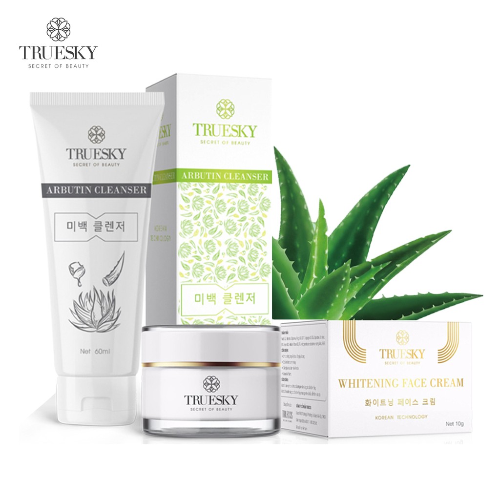 Bộ sản phẩm làm trắng và dưỡng ẩm da mặt Truesky gồm 1 kem dưỡng trắng da mặt 20g + 1 sữa rửa mặt dưỡng ẩm 50g