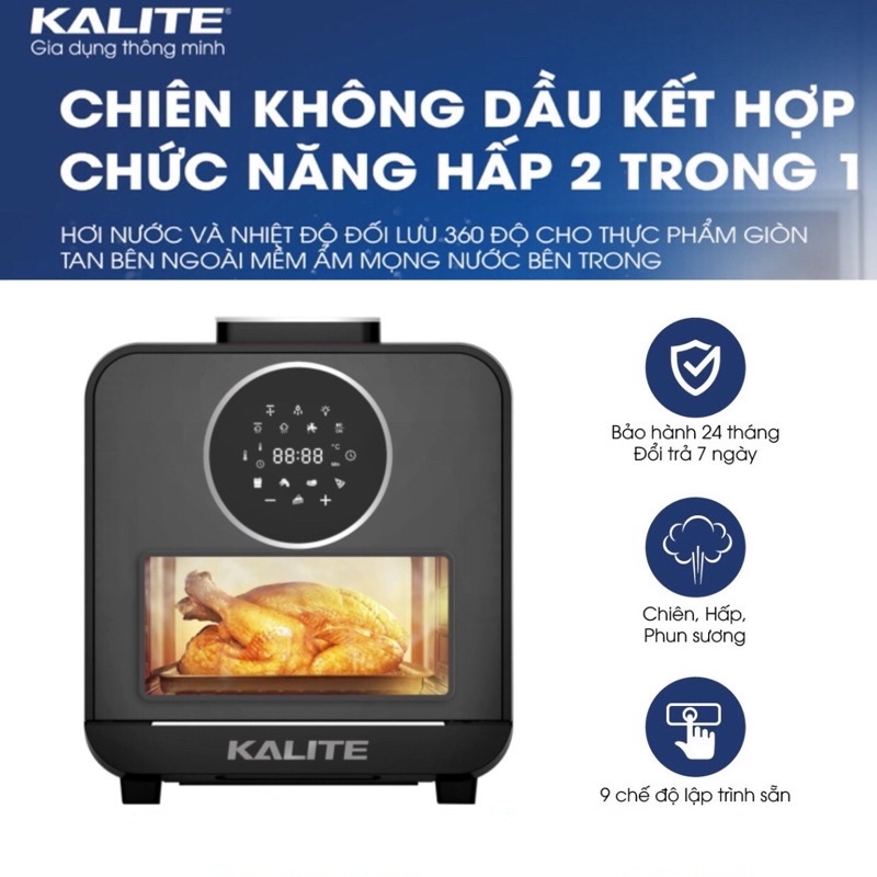 Nồi chiên hơi nước Kalite Steam Star, dung tích 15L, hấp chiên 2in1, bảng điều khiển điện tử, bảo hành chính hãng 24th