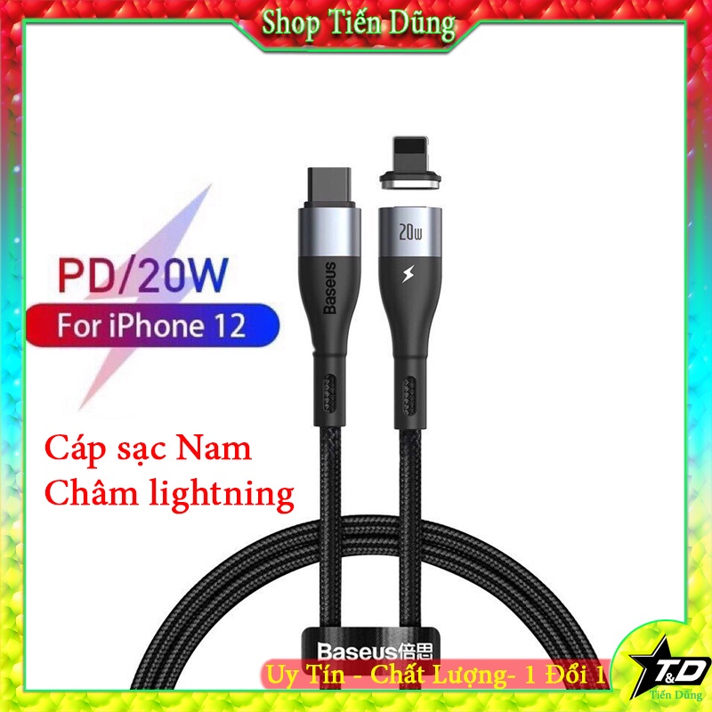 Cáp Sạc Nam Châm Hỗ Trợ Sạc Nhanh 20W Chân Type C to LN Baseus CATLXC 01 Dây Dài 2m