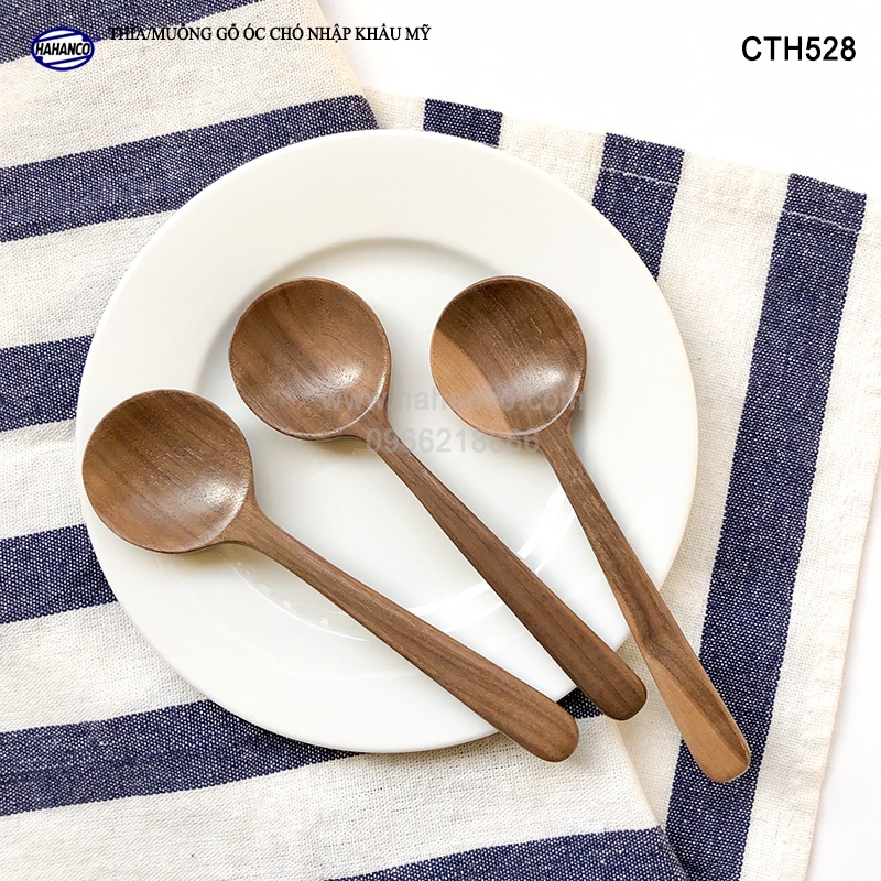 Thìa cafe đầu tròn gỗ Óc Chó (13,5cm) Xúc trà, gia vị, decor trang trí - CTH528