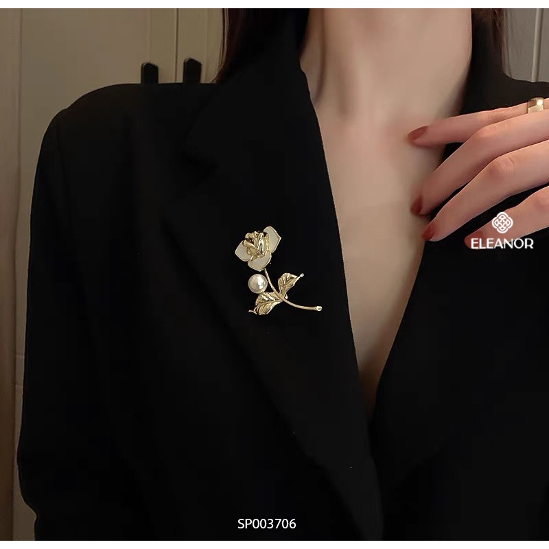 Ghim cài áo nam nữ Eleanor Accessories hình hoa ngọc trai nhân tạo phụ kiện thời trang 3706