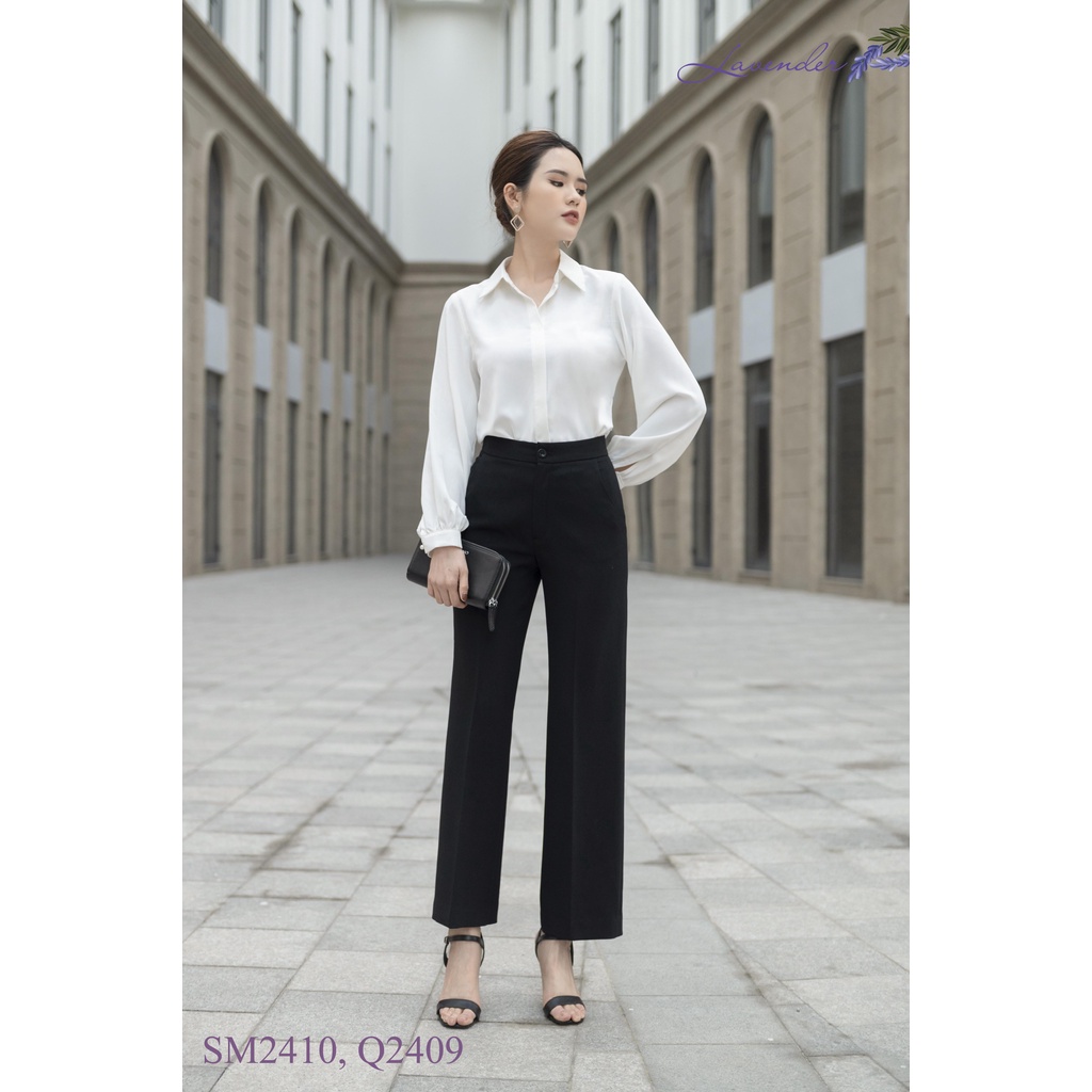 Quần âu nữ LAVENDER FASHION đen ống suông basic chất đẹp không nhăn không xù Q1347