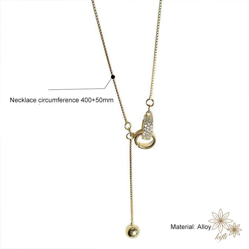 【kifli】Vòng cổ Hạt Tròn Mạ Bạc 925 Đính Đá Lấp Lánh Sang Trọng