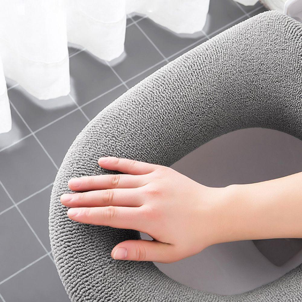 Miếng Lót Bồn Cầu Màu Trơn Mềm Mại Ấm Áp Có Tay Cầm