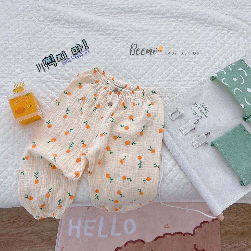 Quần dài cho bé gái BEEMO, Chất liệu xô cotton, kiểu dáng xinh xắn B213