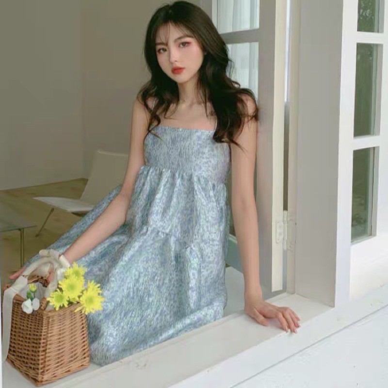 Váy Babydoll Tầng Hai Dây Vải Sần Xinhhhhh