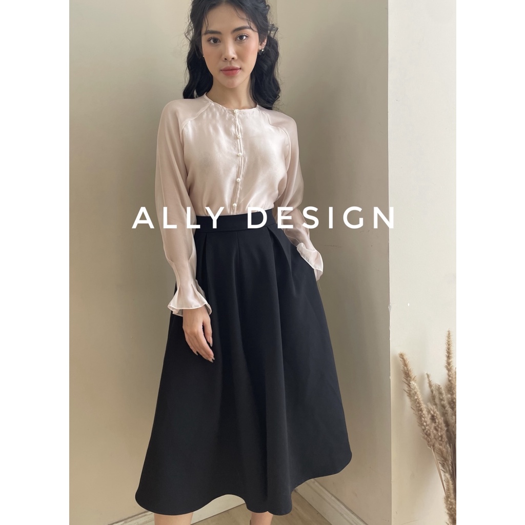 Áo sơ mi lụa công sở thiết kế tay xoè kiểu dáng thanh lịch sang trọng