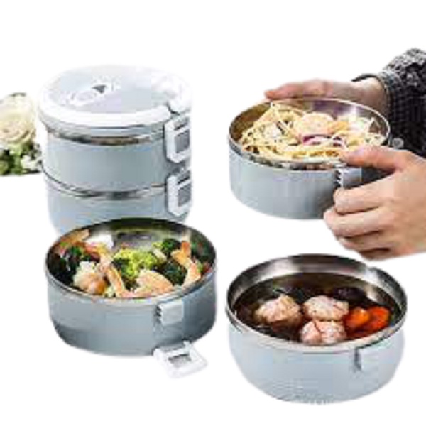 Hộp cơm lúa mạch giữ nhiệt 4 tầng - Cà mên cơm - Cặp lồng lõi Inox cao cấp No.101220