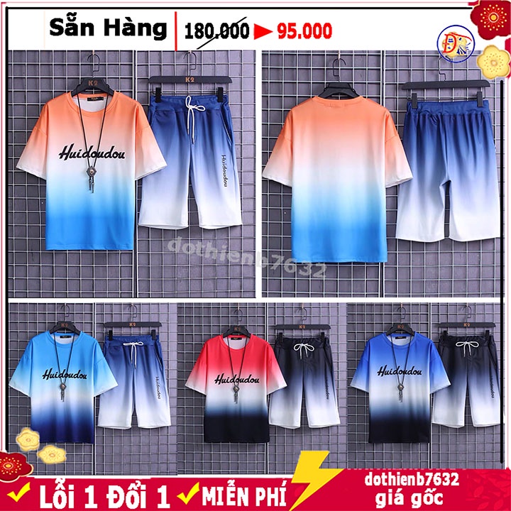 Bộ Đồ Thể Thao Áo Thun Tay Ngắn Phối Quần Short Siêu Mát Nhanh Khô Màu Kiểu Hàn Quốc Thời Trang Mùa Hè Cho Nam Nữ HUI