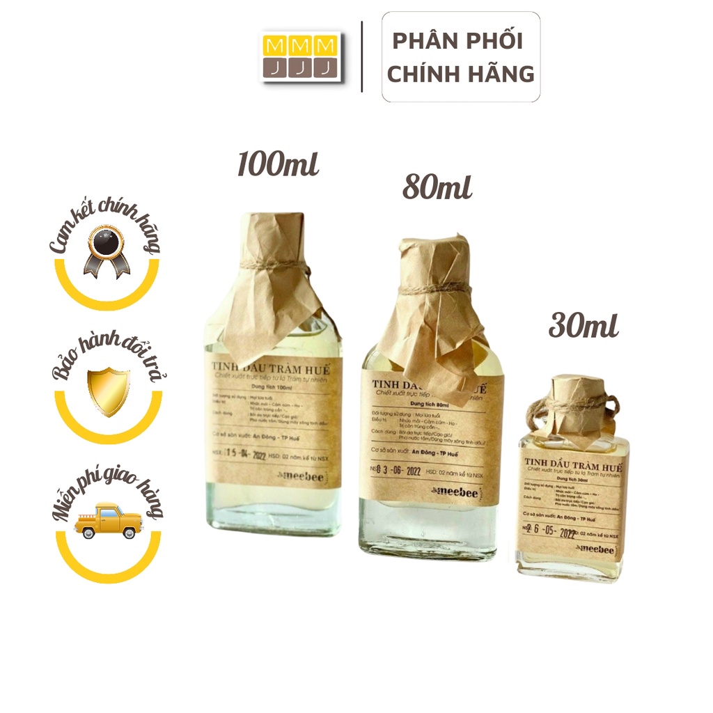 Tinh dầu tràm Huế nguyên chất đậm đặc Meebee 30ml/80ml/100ml - Chính hãng An Đông, Huế