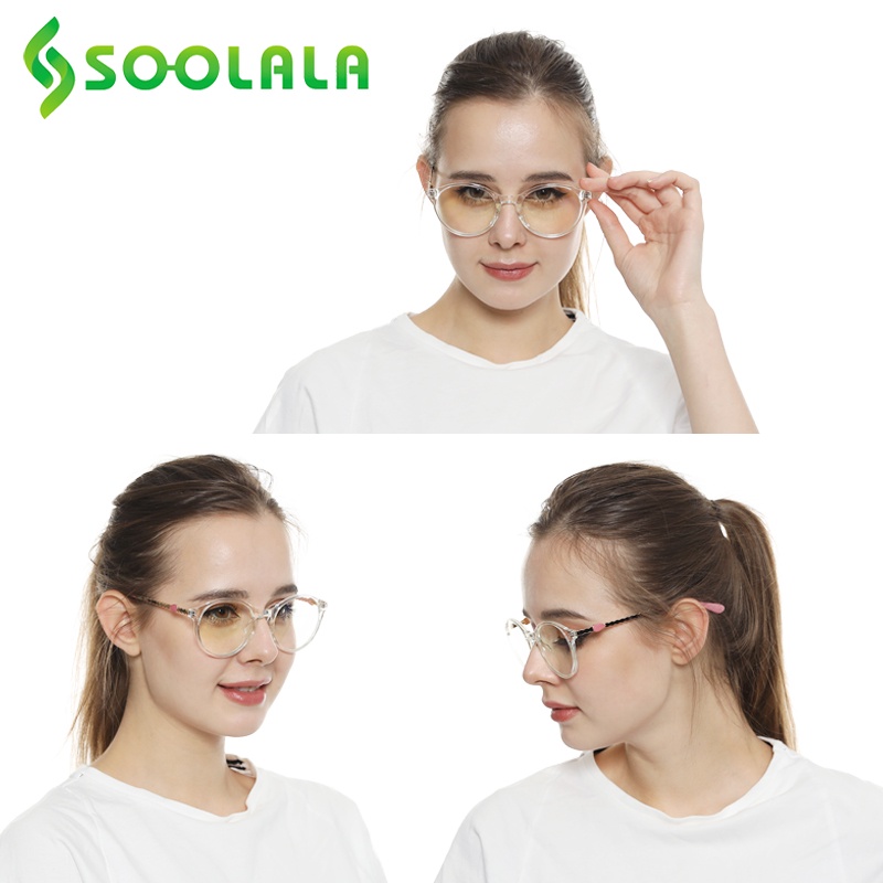 Kính Đọc Sách Gọng Tròn Màu Xanh Lam SOOLALA TR90 Cho Nữ