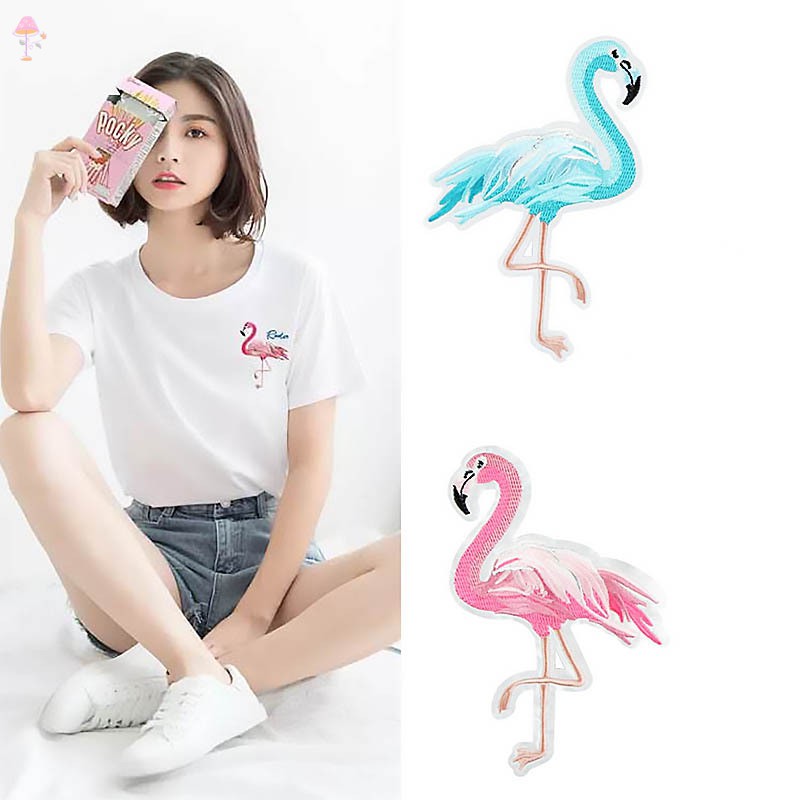 LL Garment Accessories Embroidered Edge Small Fresh Flamingos Embroidery Cloth Stickers Sew Patches DIY Subsidies .VN