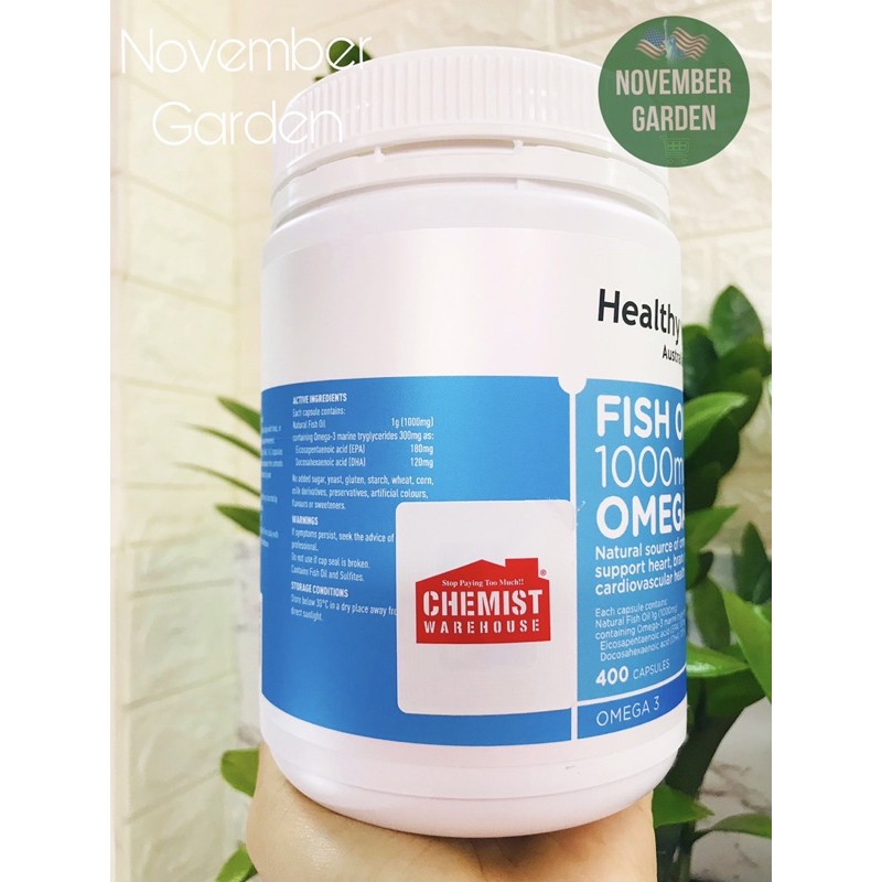 (Tem Air Úc Date 2/24) Viên uống dầu cá Fish Oil Healthy Care Omega-3 1000mg hộp 400 viên | BigBuy360 - bigbuy360.vn