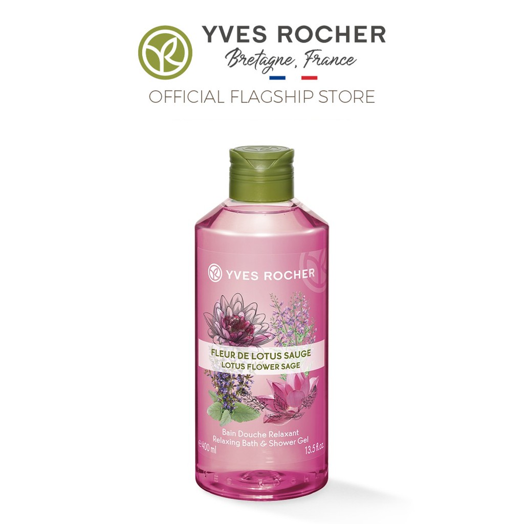 (Date 4.2022) Gel Tắm Yves Rocher Lotus Flower Sage Relaxing Bath And Shower Gel 400ml