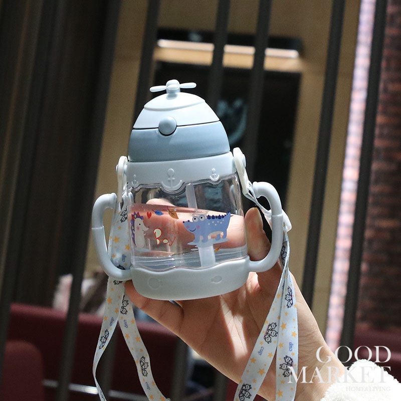 Bình Đựng Nước 400ml Kèm Ống Hút Chống Rò Rỉ Dễ Thương Tiện Dụng Cho Bé Gái/Trường Học/Du Lịch