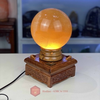 Cầu Phong Thủy Đá Canxit Vàng Tự Nhiên Đế Xoay Đèn Led 6,3kg-16,8cm