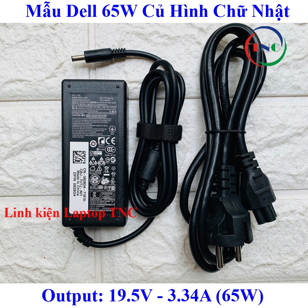 Sạc Laptop Dell Oval 19.5V 3.34A 65W chân kim nhỏ 4.5*3.0mm DELL XPS 13 9360 9350 9343 9333 9365 (Dell Ovan 65w)