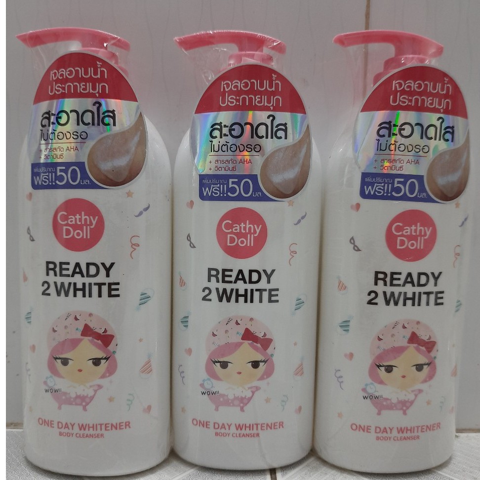 (KTT) Sữa tắm dưỡng trắng da Thái Lan Cathy doll READY 2 WHITE  chai 450 ml