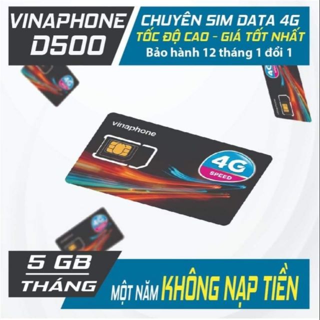 SIM VINA D500 ( miễn phí thaga lướt web 12 tháng )