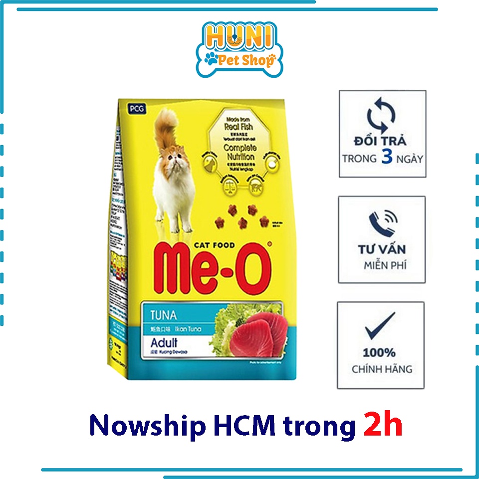 Thức ăn cho mèo lớn MEO đồ ăn hạt Me-o Adult vị hải sản, cá ngừ, cá thu gói 1.2kg - Huni Petshop