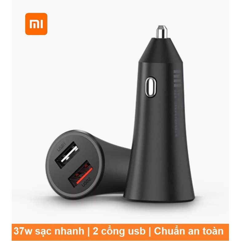 ⚡FREESHIP⚡CHÍNH HÃNG⚡ Sạc ô tô nhanh 2 cổng usb 37w Xiaomi | BH 15 ngày - PHÂN PHỐI XIAOMI - 1 ĐỔI 1 TRONG 30 NGÀY